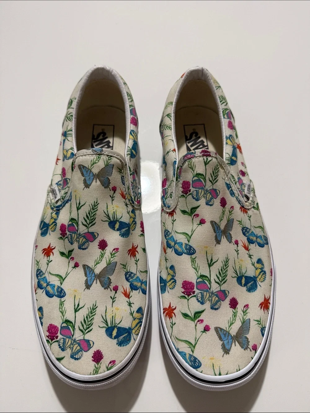 Vans Men's Size 12 Classic Slip On Butterfly Floral Sneaker Shoes Almost new